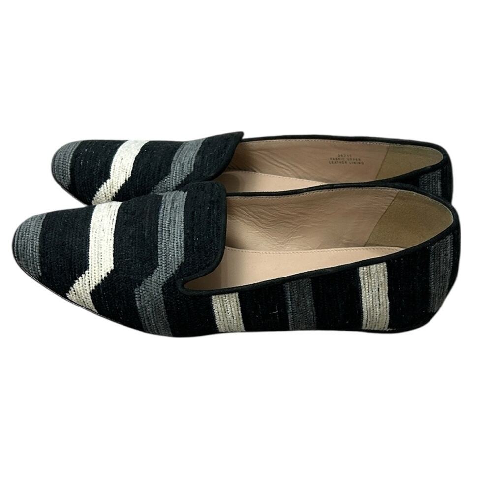 J. Crew Black and Gray Stripe Patterned Loafers Women's size 8 - Picture 3 of 7